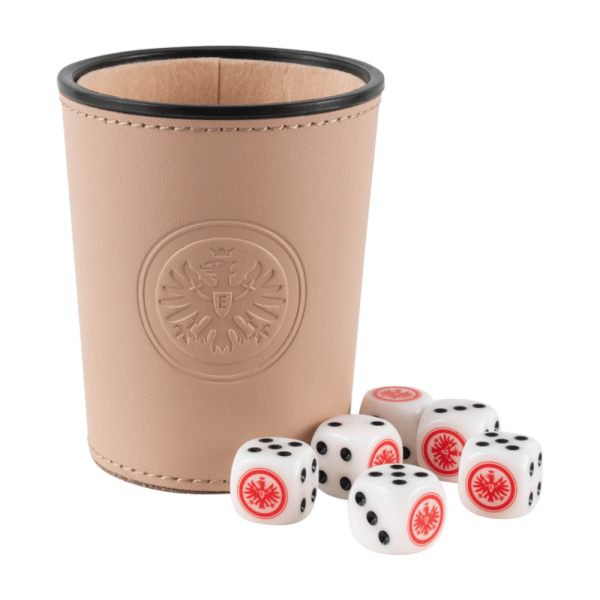 Eintracht Frankfurt Würfelbecher Logo mit 6 Würfeln