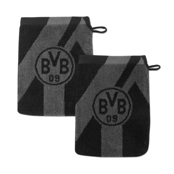 BVB Waschhandschuh 2er Set grau/schwarz